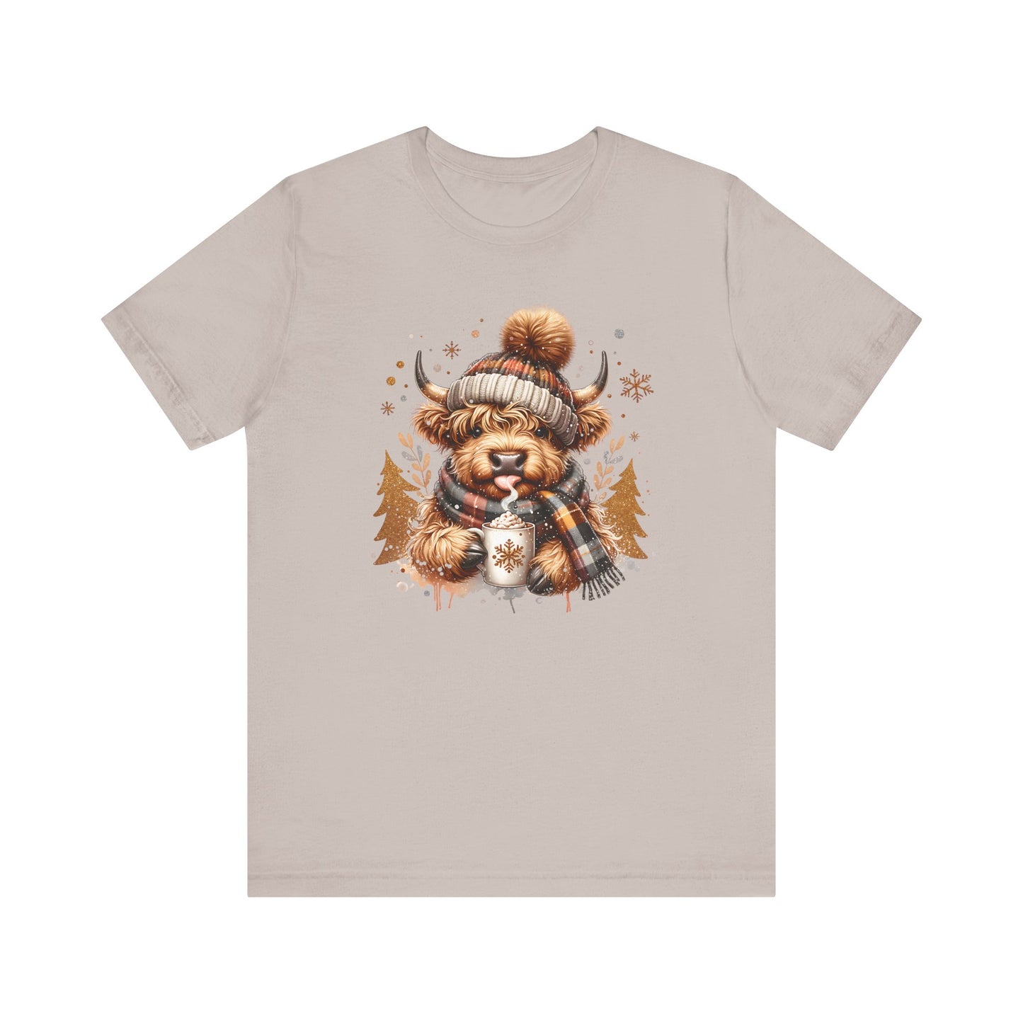 Cute Highland Cow Christmas Trees T-Shirt - Adorable Holiday Farmhouse Tee