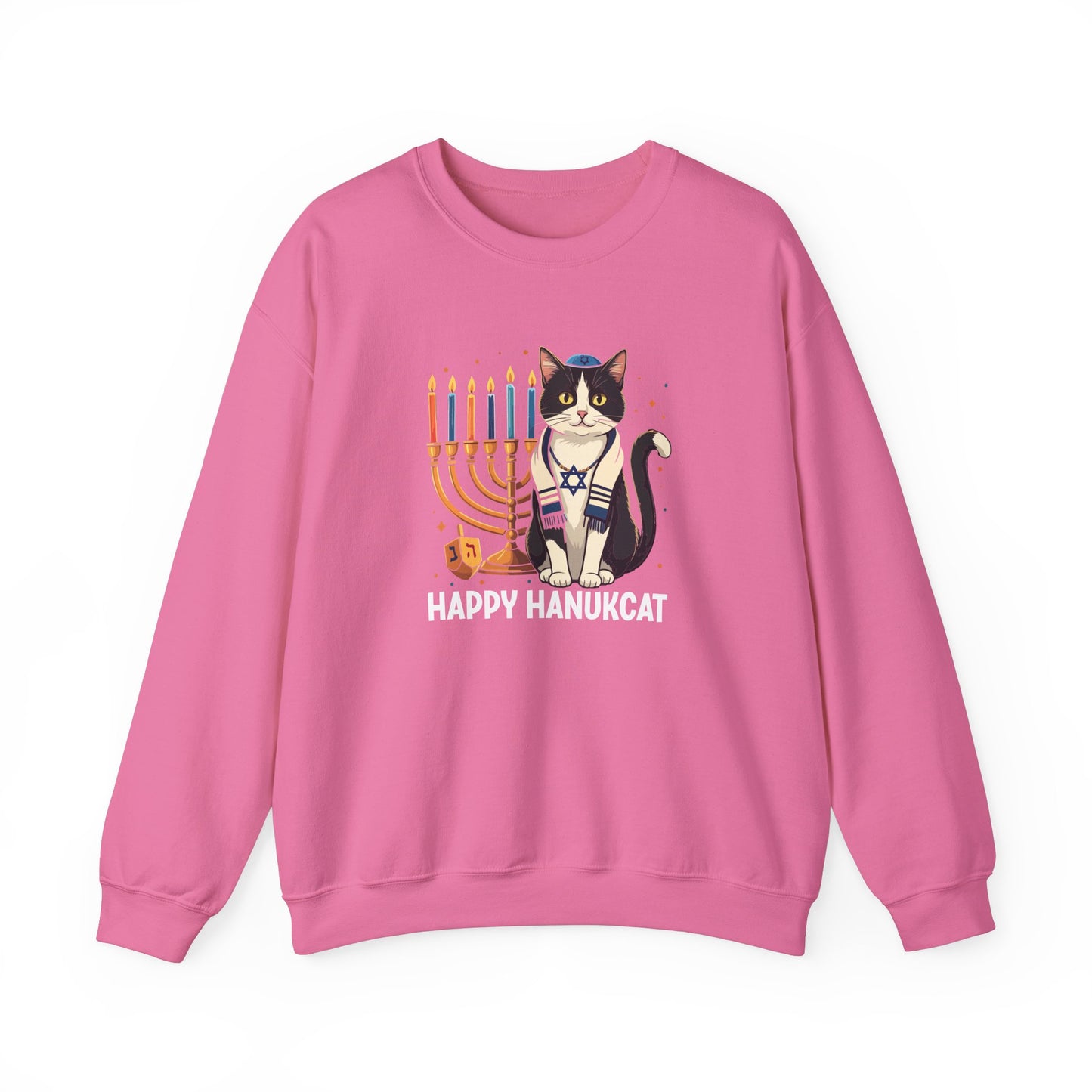 Happy HanuCat – Festive Hanukkah Unisex Heavy Blend™ Crewneck Sweatshirt