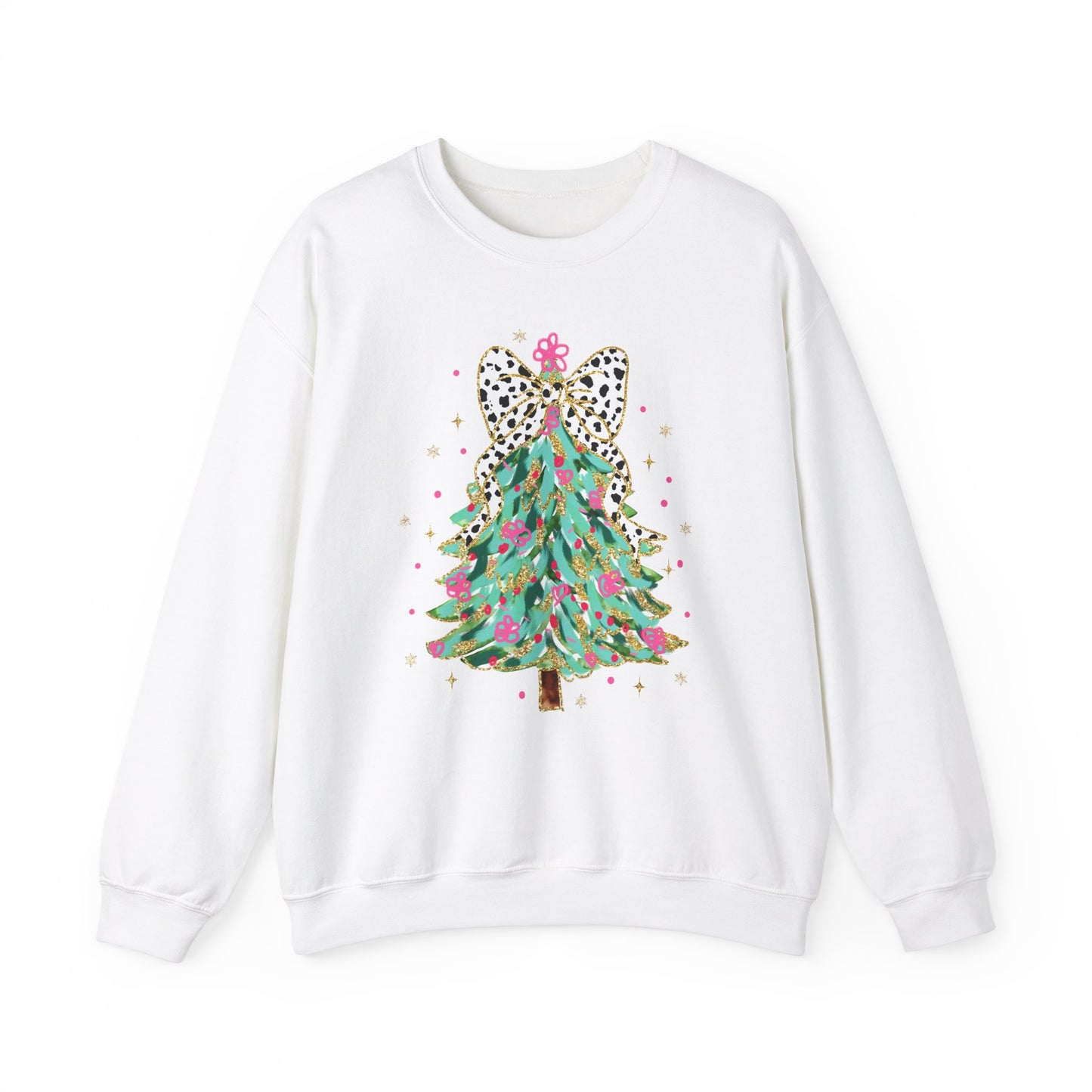 White Christmas tree sweatshirt with bow