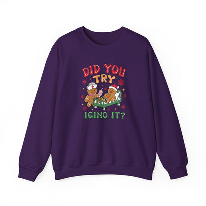 Did You Try Icing It? Gingerbread Men – Funny Holiday Unisex Heavy Blend™ Crewneck Sweatshirt