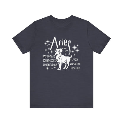 Aries Zodiac T-Shirt - Bold & Fiery Aries Tee for Astrological Lovers Unisex Jersey Short Sleeve Tee