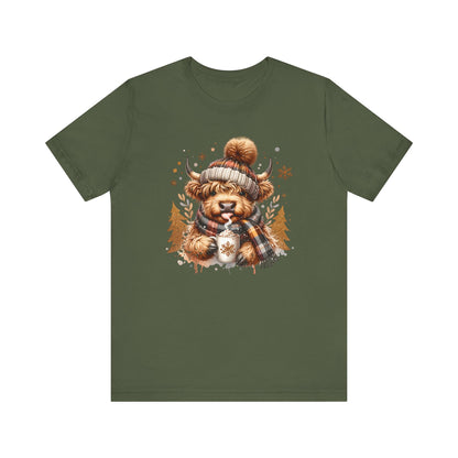 Cute Highland Cow Christmas Trees T-Shirt - Adorable Holiday Farmhouse Tee