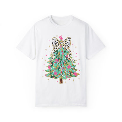 Festive Christmas tree shirt with bow