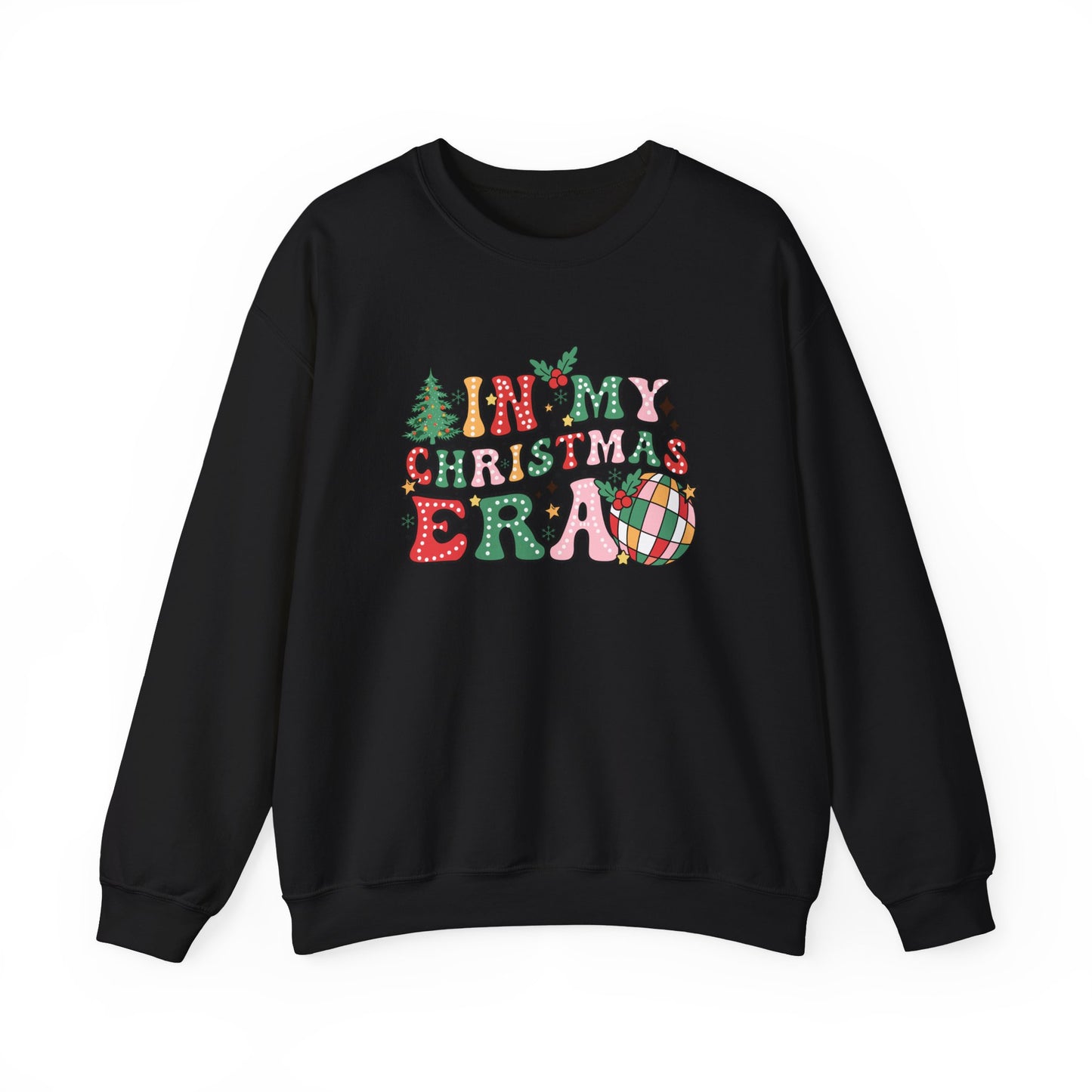 In My Christmas Era Sweatshirt – Groovy Holiday Doodle Design, Festive Gildan 18000 Crewneck, Cozy Unisex Sweater for Celebrating the Season