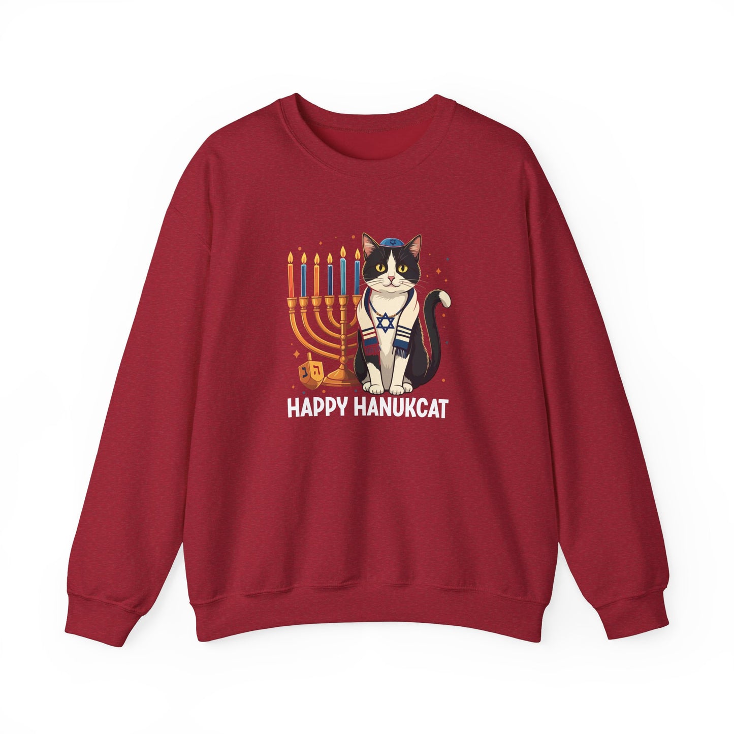 Happy HanuCat – Festive Hanukkah Unisex Heavy Blend™ Crewneck Sweatshirt