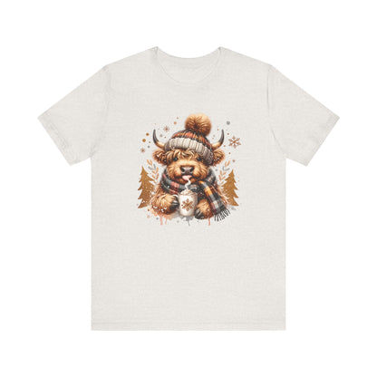 Cute Highland Cow Christmas Trees T-Shirt - Adorable Holiday Farmhouse Tee