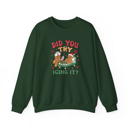 Did You Try Icing It? Gingerbread Men – Funny Holiday Unisex Heavy Blend™ Crewneck Sweatshirt