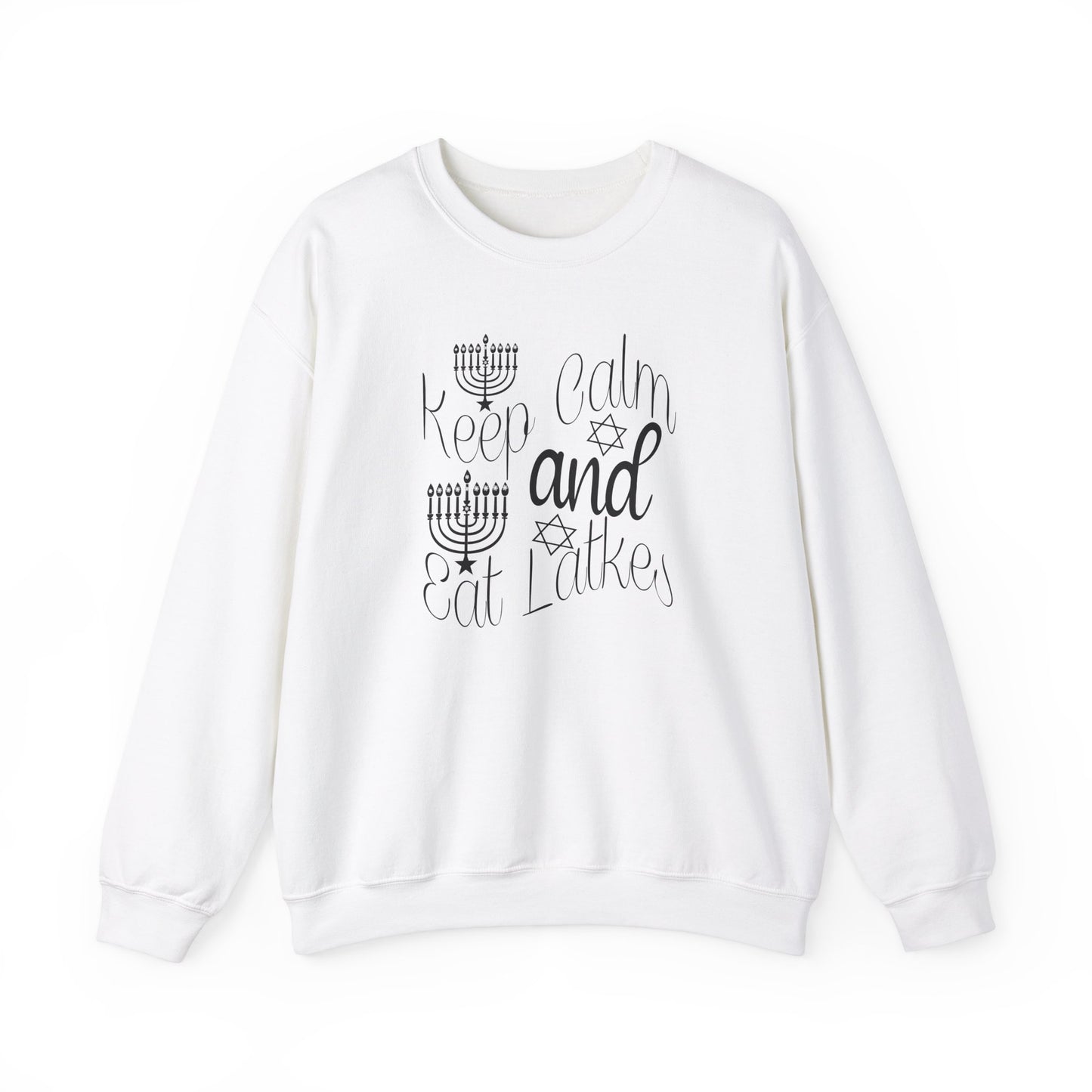 Keep Calm and Eat Latkes - Funny Hanukkah Holiday Apparel Unisex Heavy Blend™ Crewneck Sweatshirt