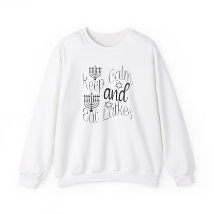 Keep Calm and Eat Latkes - Funny Hanukkah Holiday Apparel Unisex Heavy Blend™ Crewneck Sweatshirt