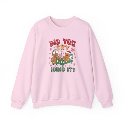 Did You Try Icing It? Gingerbread Men – Funny Holiday Unisex Heavy Blend™ Crewneck Sweatshirt