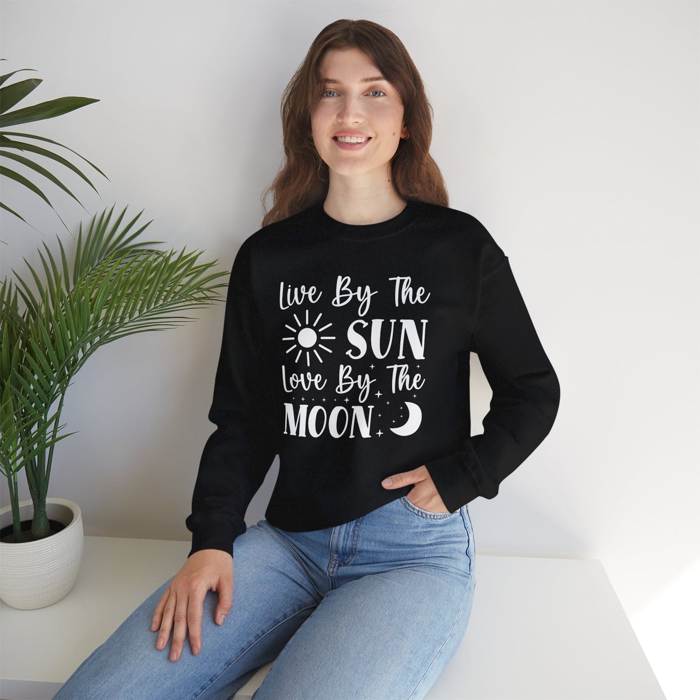 Live By The Sun, Love By The Moon Sweatshirt - Mystical and Inspirational Unisex Heavy Blend™ Crewneck Sweatshirt