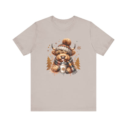 Cute Highland Cow Christmas Trees T-Shirt - Adorable Holiday Farmhouse Tee