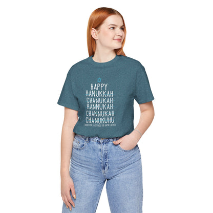 Happy Hanukkah, Whatever, Just Pass the Latkes Shirt - Funny Holiday Unisex Jersey Short Sleeve Tee