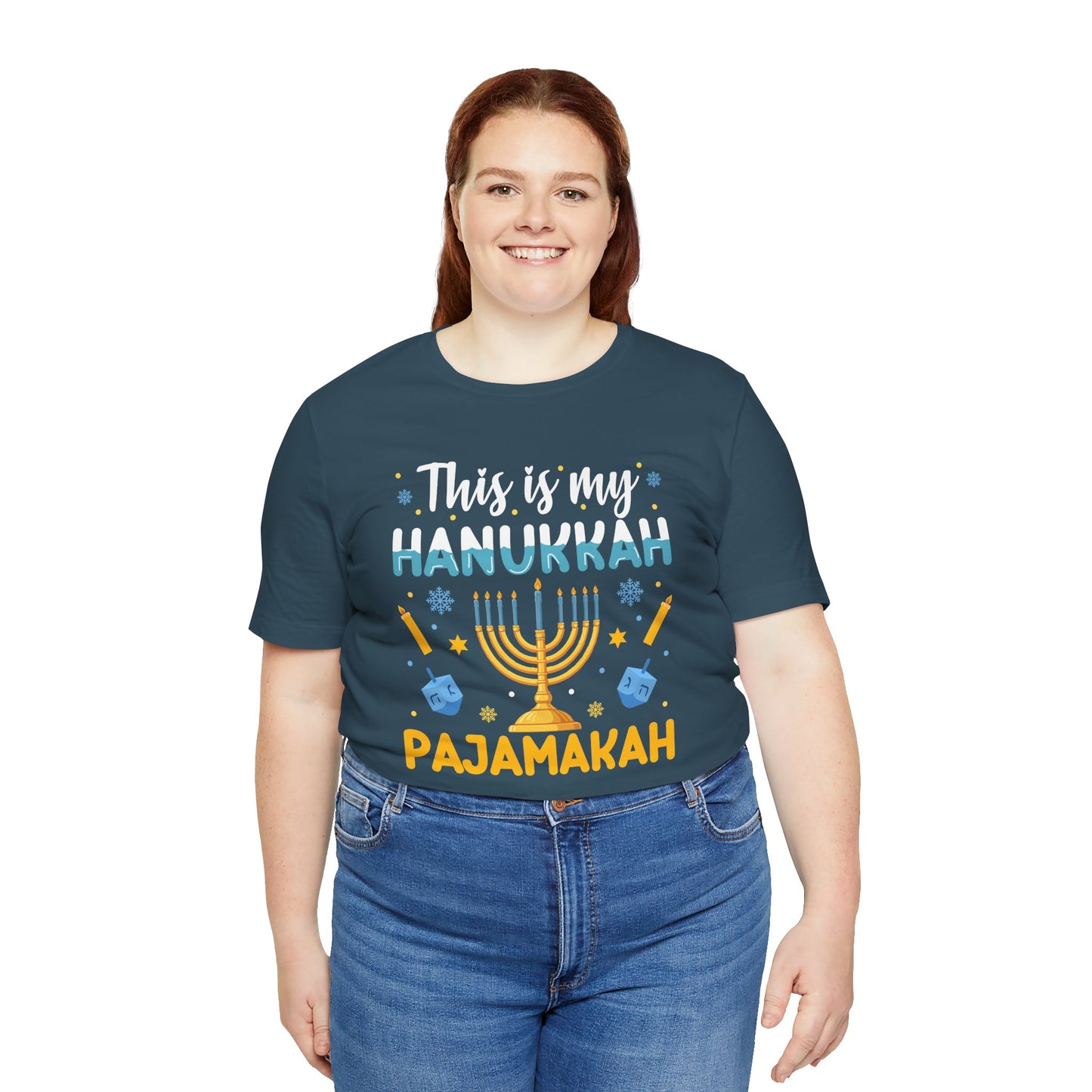 This Is My Hanukkah Pajamakah T-Shirt – Colorful Bella Canvas Tee, Fun Holiday Graphic for Hanukkah Celebrations and Gifting