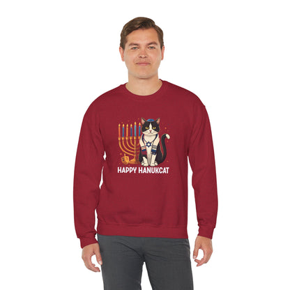 Happy HanuCat – Festive Hanukkah Unisex Heavy Blend™ Crewneck Sweatshirt