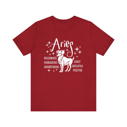 Aries Zodiac T-Shirt - Bold & Fiery Aries Tee for Astrological Lovers Unisex Jersey Short Sleeve Tee