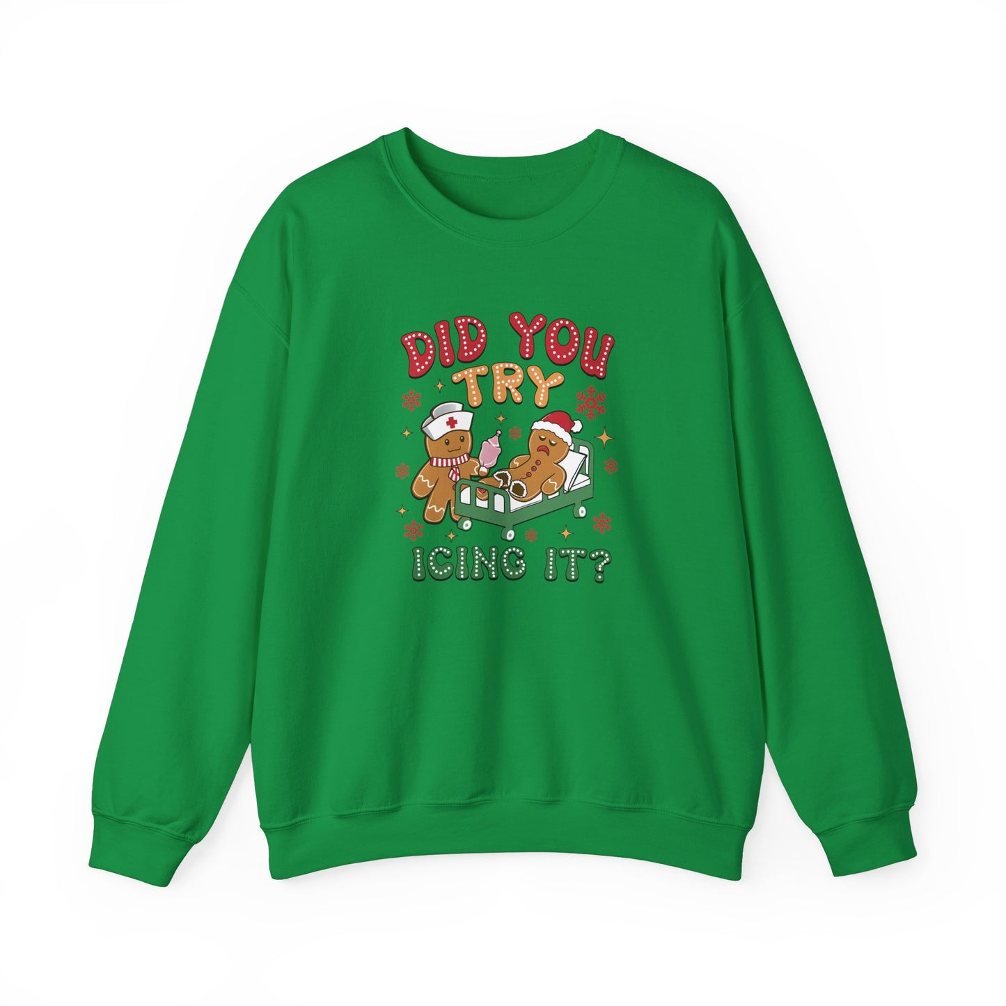 Did You Try Icing It? Gingerbread Men – Funny Holiday Unisex Heavy Blend™ Crewneck Sweatshirt