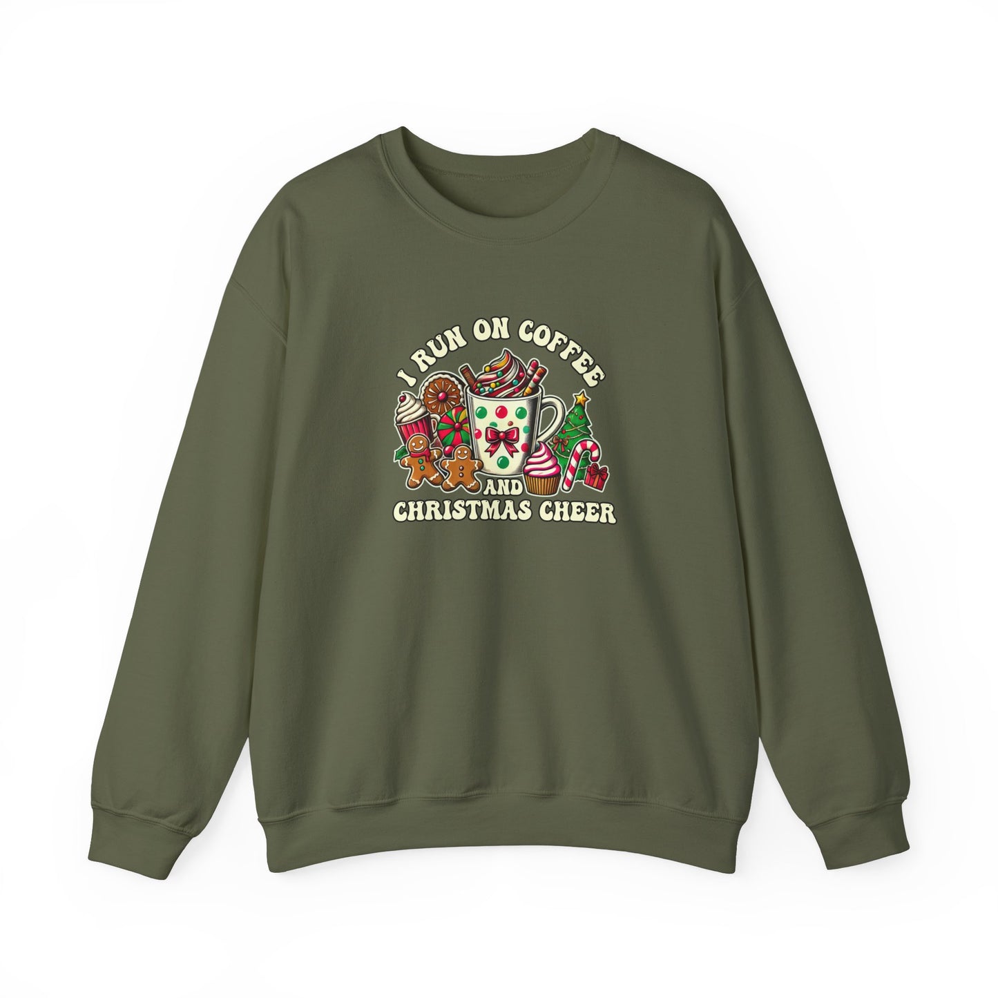 I Run On Coffee & Christmas Cheer – Cozy Holiday VibesUnisex Heavy Blend™ Crewneck Sweatshirt