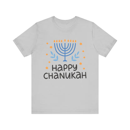 Happy Hanukkah T-Shirt - Festive Jewish Holiday Tee Unisex Jersey Short Sleeve Tee