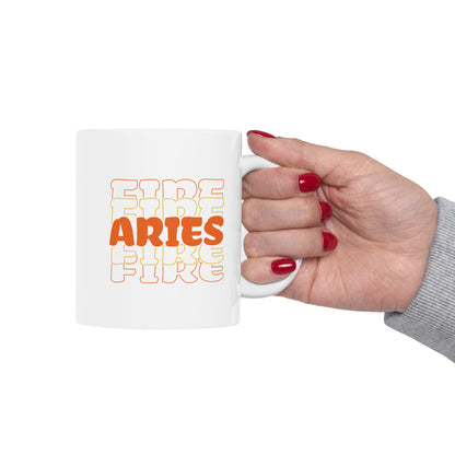 Aries Zodiac Mug - Bold Astrological Aries Coffee Cup for Fire Signs Ceramic Mug, 15oz