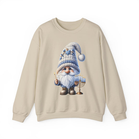 Gnome with menorah hannukah sweatshirt