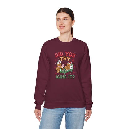 Did You Try Icing It? Gingerbread Men – Funny Holiday Unisex Heavy Blend™ Crewneck Sweatshirt