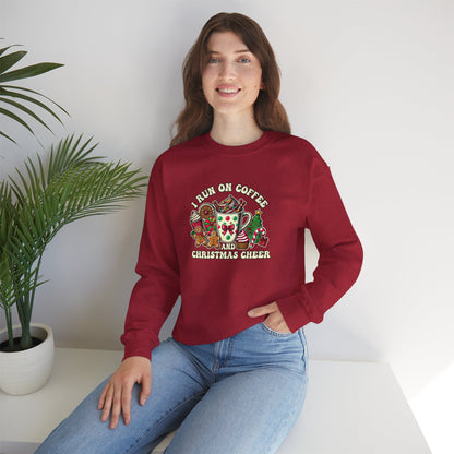 I Run On Coffee & Christmas Cheer – Cozy Holiday VibesUnisex Heavy Blend™ Crewneck Sweatshirt