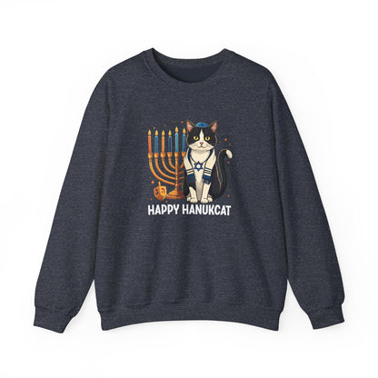 Happy HanuCat – Festive Hanukkah Unisex Heavy Blend™ Crewneck Sweatshirt