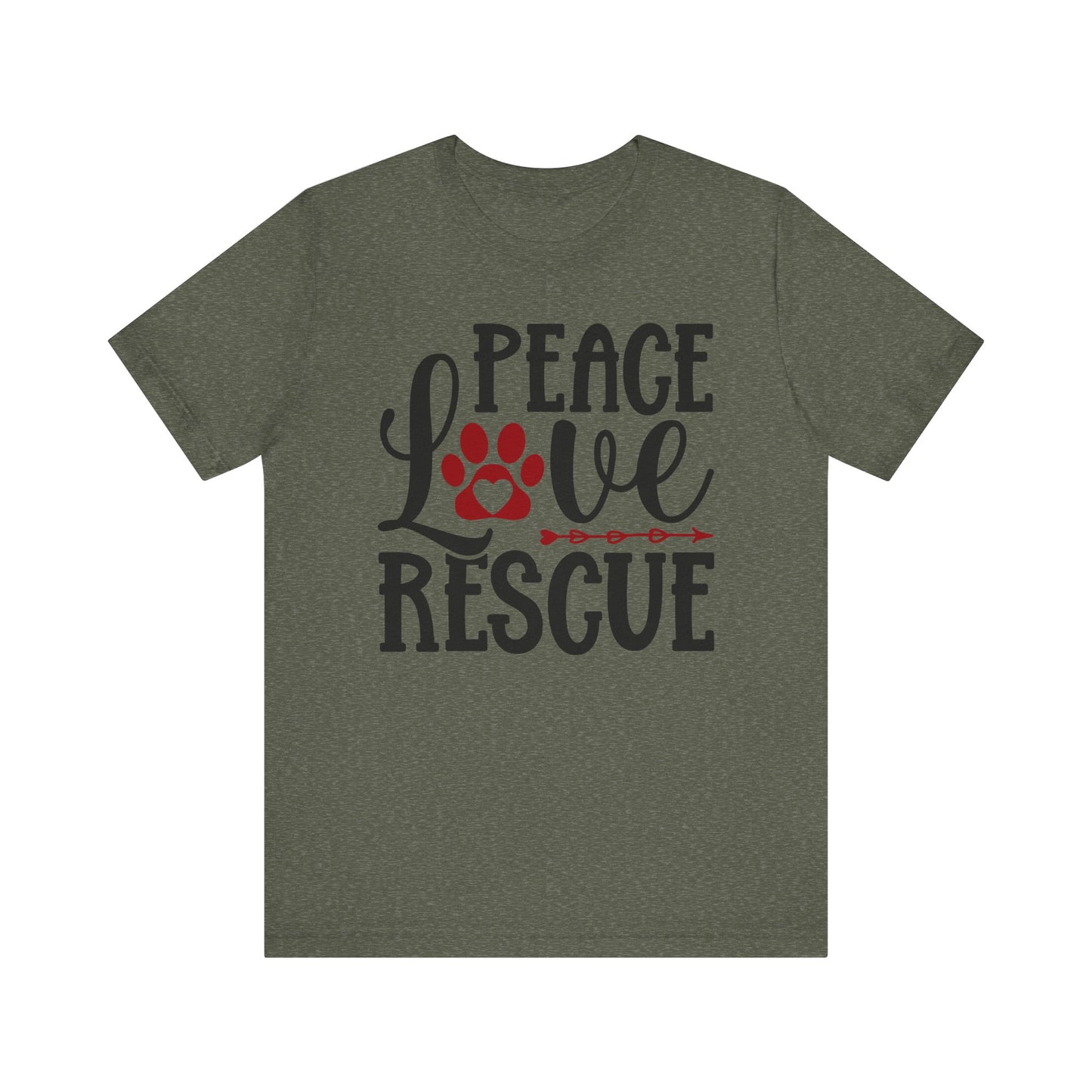 Peace, Love, and Rescue T-Shirt - Perfect for Animal Rescuers and Fur Baby Lovers Unisex Jersey Short Sleeve Tee