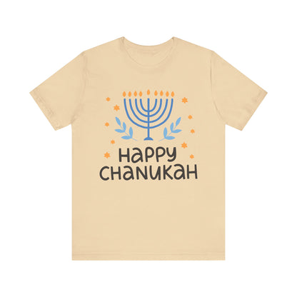 Happy Hanukkah T-Shirt - Festive Jewish Holiday Tee Unisex Jersey Short Sleeve Tee