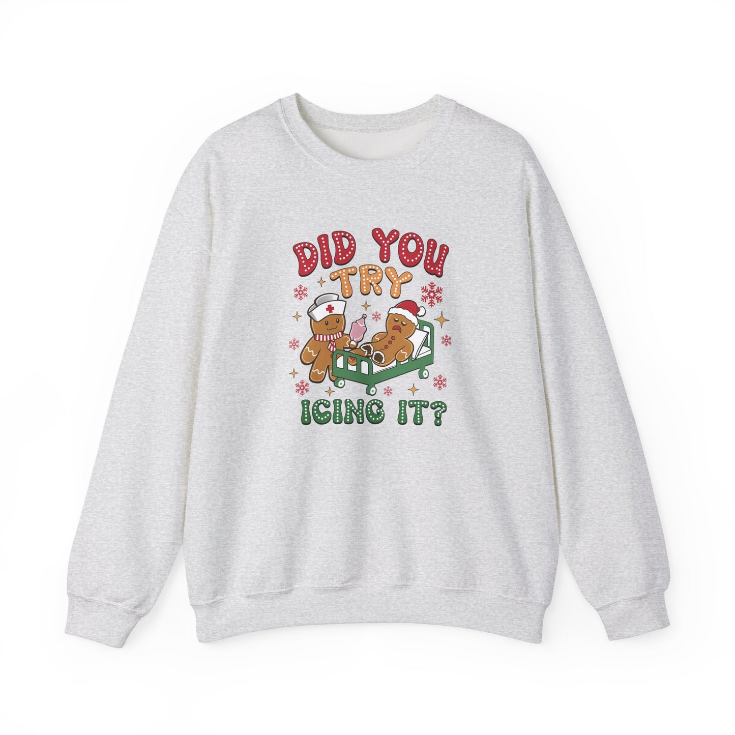 Did You Try Icing It? Gingerbread Men – Funny Holiday Unisex Heavy Blend™ Crewneck Sweatshirt