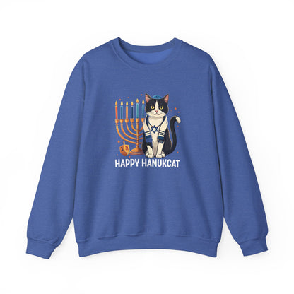 Happy HanuCat – Festive Hanukkah Unisex Heavy Blend™ Crewneck Sweatshirt