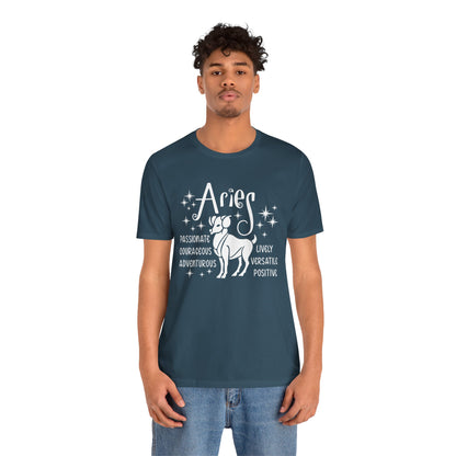 Aries Zodiac T-Shirt - Bold & Fiery Aries Tee for Astrological Lovers Unisex Jersey Short Sleeve Tee