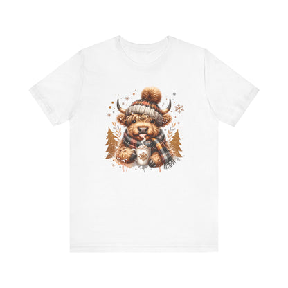 Cute Highland Cow Christmas Trees T-Shirt - Adorable Holiday Farmhouse Tee