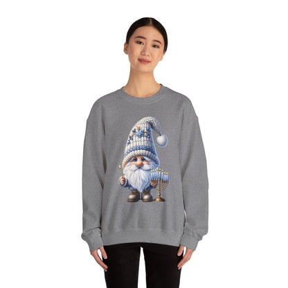 Gnome with Menorah Hanukkah - Cozy Festive Holiday Sweater Unisex Heavy Blend™ Crewneck Sweatshirt