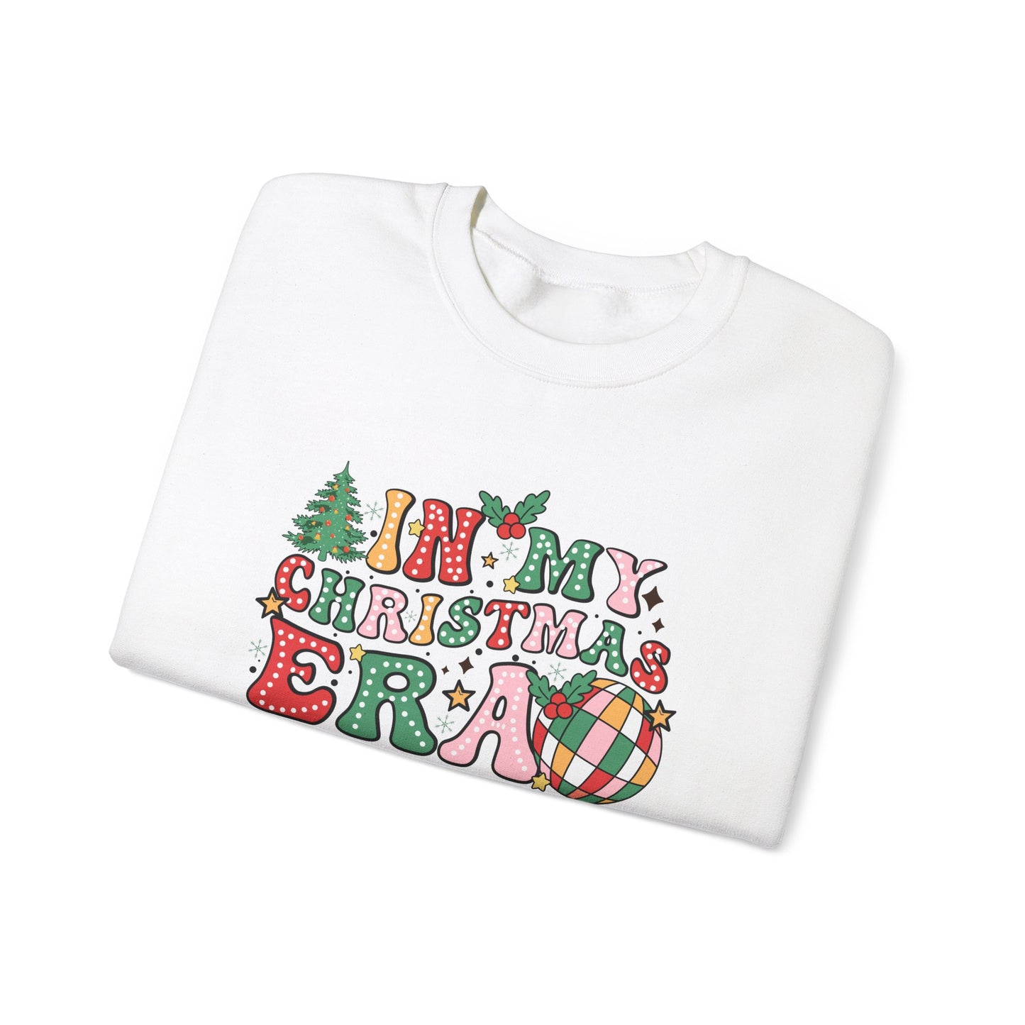 In My Christmas Era Sweatshirt – Groovy Holiday Doodle Design, Festive Gildan 18000 Crewneck, Cozy Unisex Sweater for Celebrating the Season