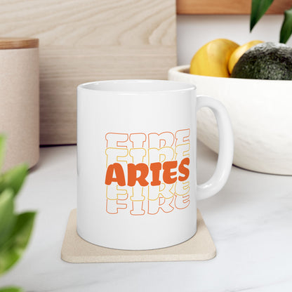 Aries Zodiac Mug - Bold Astrological Aries Coffee Cup for Fire Signs Ceramic Mug, 15oz