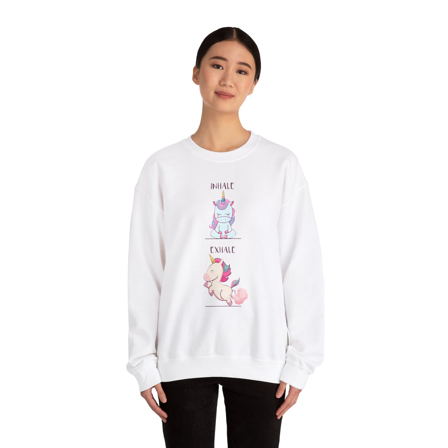 Inhale, Exhale, Unicorn Zen Crewneck Unisex Heavy Blend™ Crewneck Sweatshirt