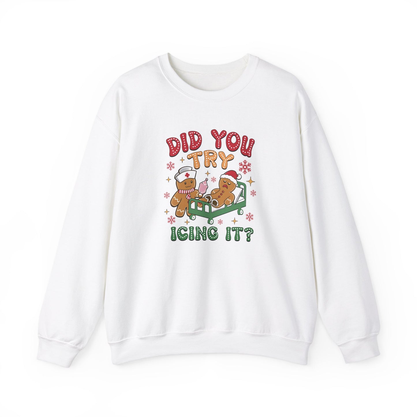 Did You Try Icing It? Gingerbread Men – Funny Holiday Unisex Heavy Blend™ Crewneck Sweatshirt