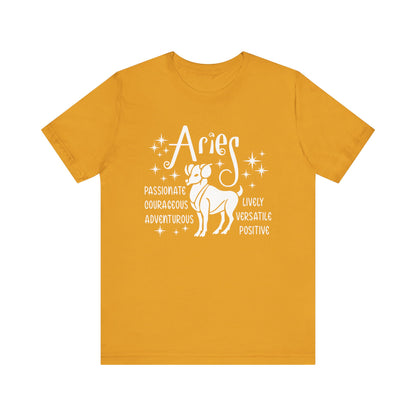 Aries Zodiac T-Shirt - Bold & Fiery Aries Tee for Astrological Lovers Unisex Jersey Short Sleeve Tee