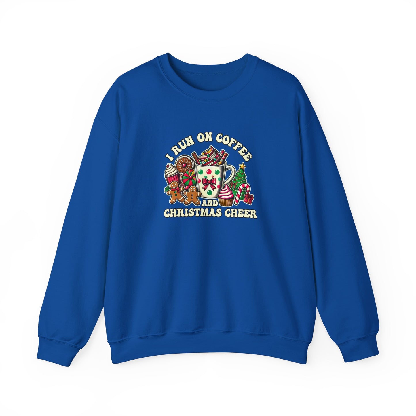 I Run On Coffee & Christmas Cheer – Cozy Holiday VibesUnisex Heavy Blend™ Crewneck Sweatshirt