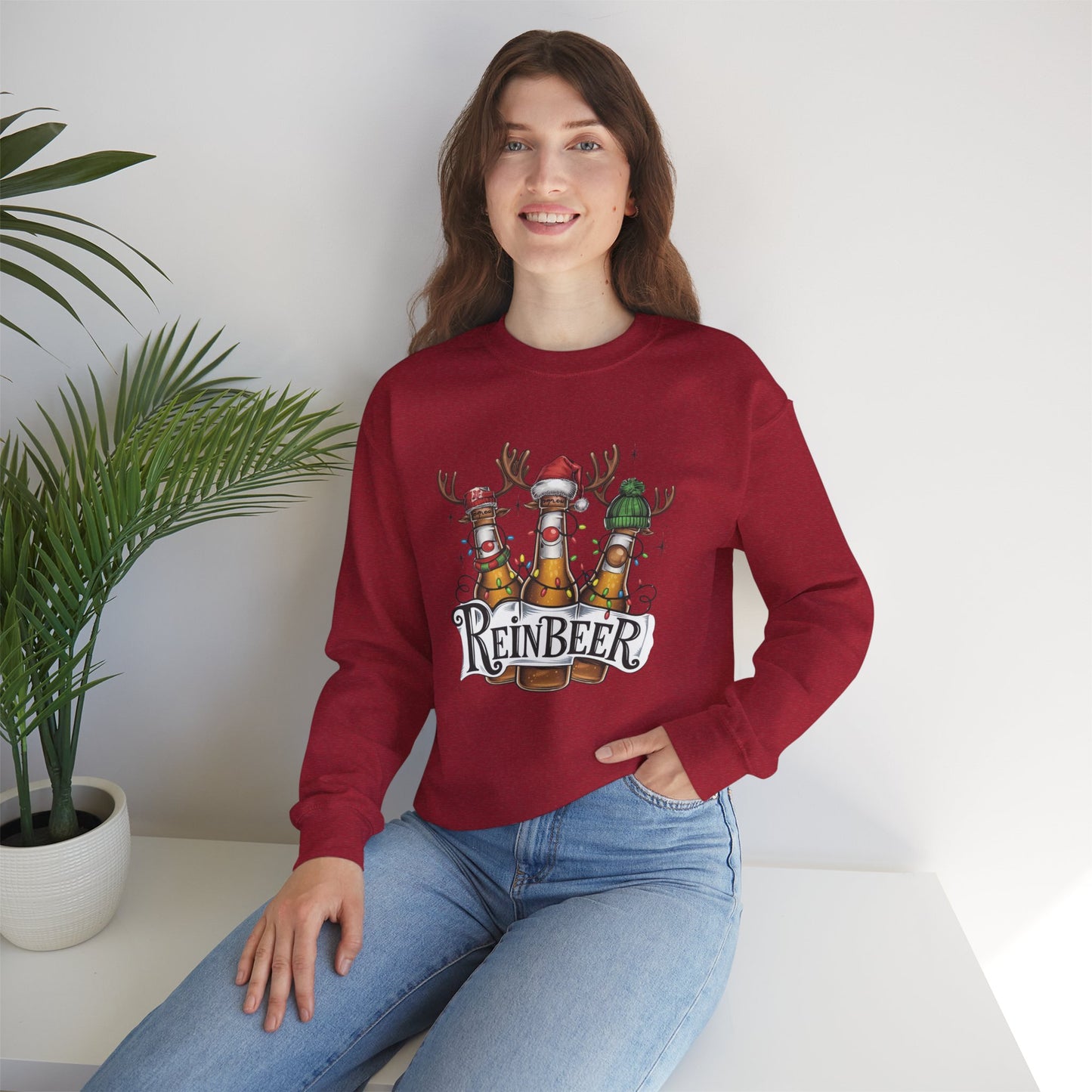 Reinbeer Sweatshirt – Fun Holiday Cheers Unisex Heavy Blend™ Crewneck Sweatshirt