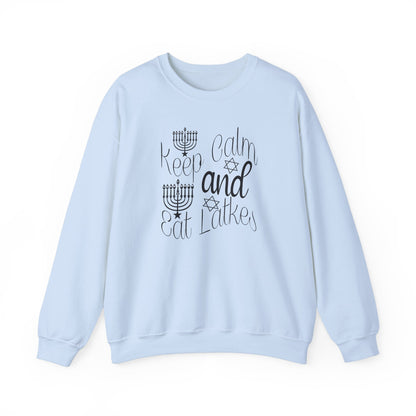 Keep Calm and Eat Latkes - Funny Hanukkah Holiday Apparel Unisex Heavy Blend™ Crewneck Sweatshirt