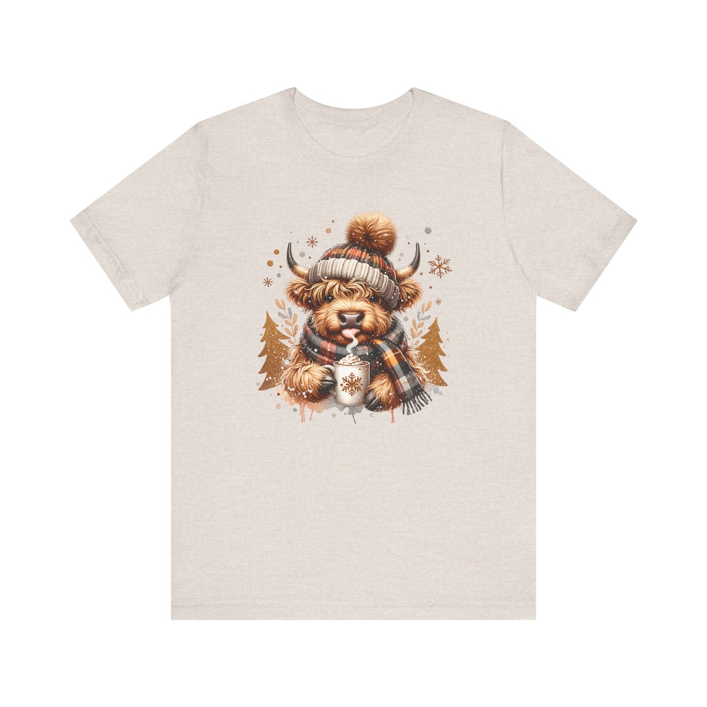 Cute Highland Cow Christmas Trees T-Shirt - Adorable Holiday Farmhouse Tee