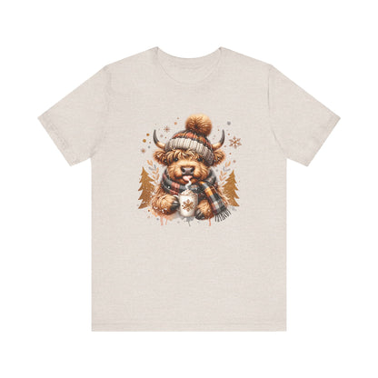 Cute Highland Cow Christmas Trees T-Shirt - Adorable Holiday Farmhouse Tee