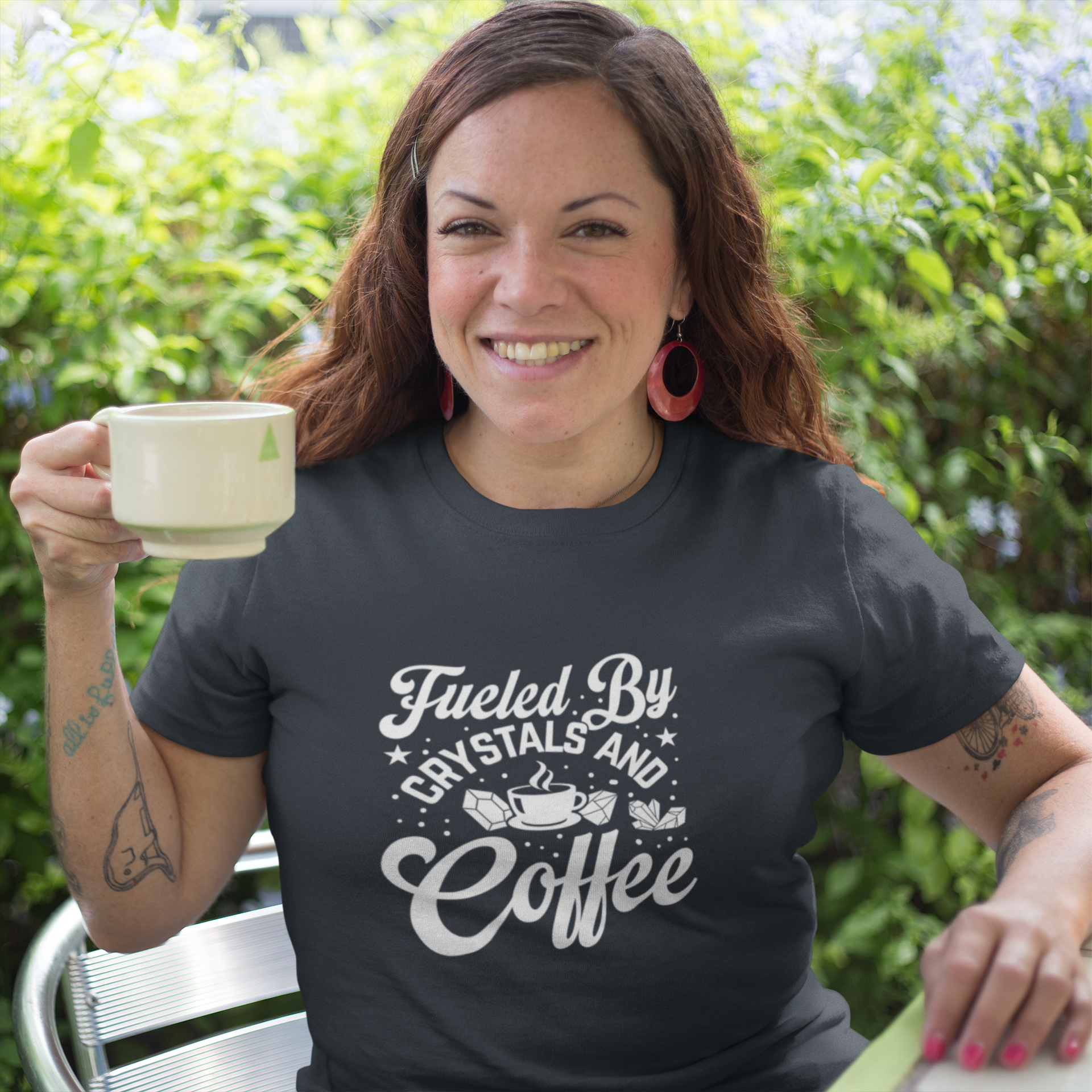 Fueled by Crystals and Coffee T-shirt in graphite